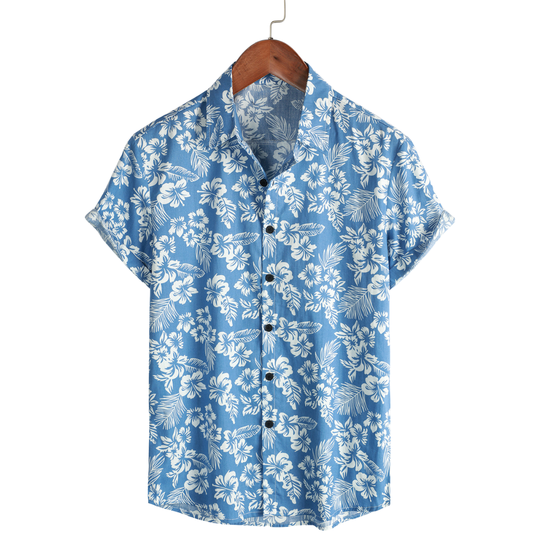 Katoenen Hawaïoverhemd met Bloemenpatroon - Van Dongen Mode