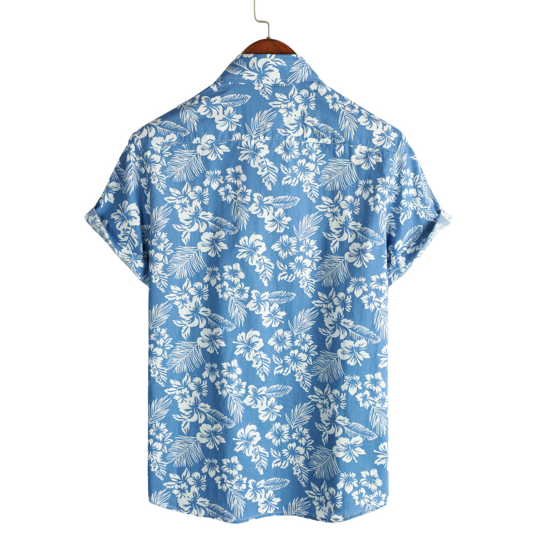 Katoenen Hawaïoverhemd met Bloemenpatroon - Van Dongen Mode