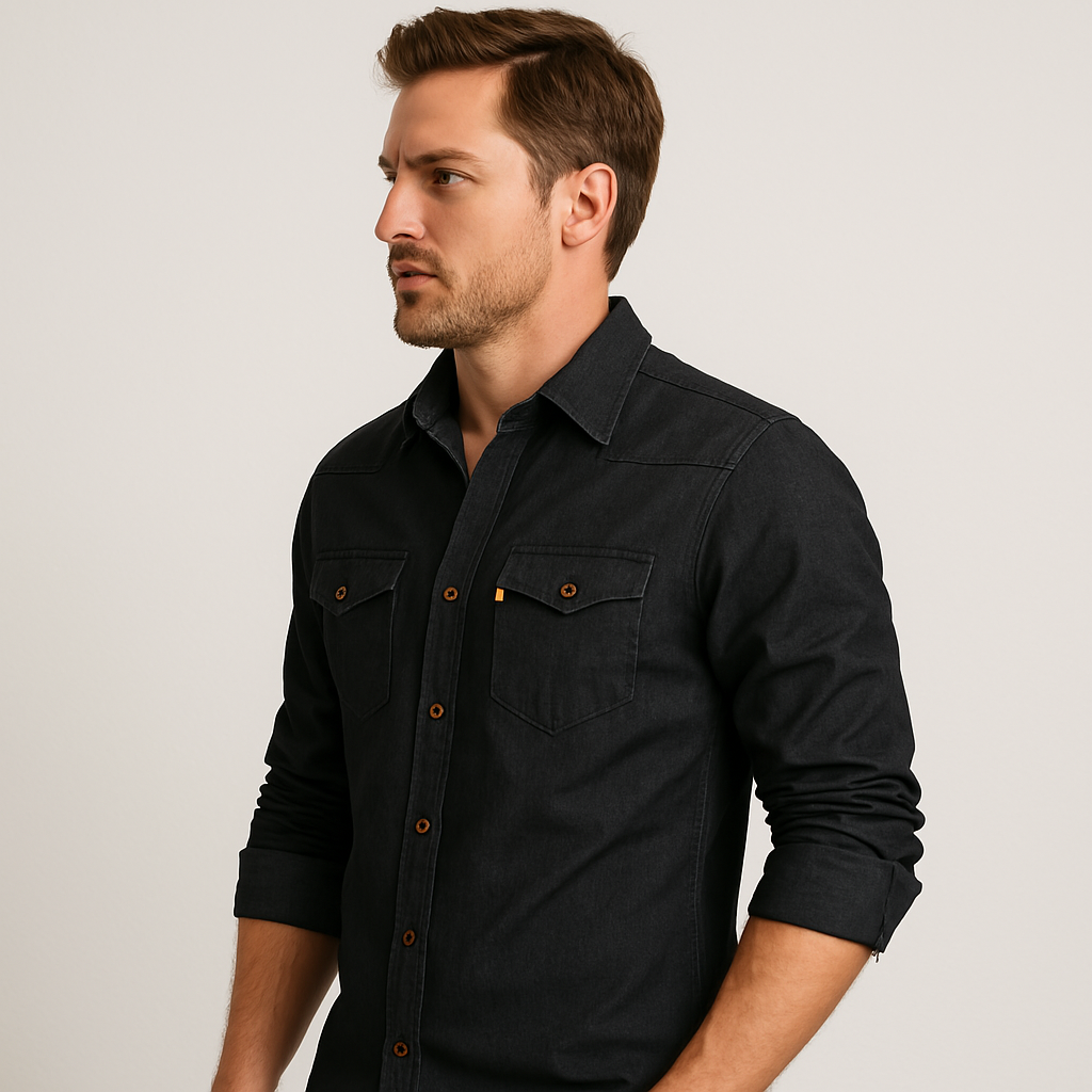 Denim Overhemd met Borstzakken - Van Dongen Mode