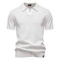 Witte Gebreide Polo met Open Kraag - Van Dongen Mode