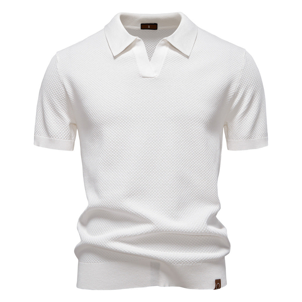 Witte Gebreide Polo met Open Kraag - Van Dongen Mode