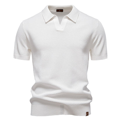 Witte Gebreide Polo met Open Kraag - Van Dongen Mode
