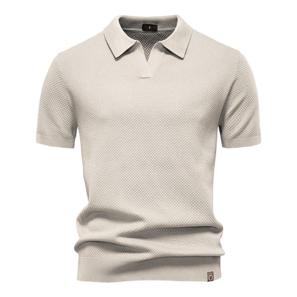 Witte Gebreide Polo met Open Kraag - Van Dongen Mode