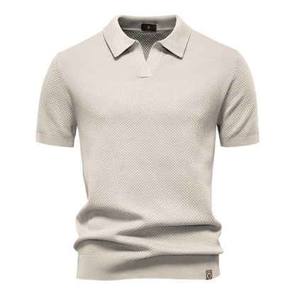 Witte Gebreide Polo met Open Kraag - Van Dongen Mode