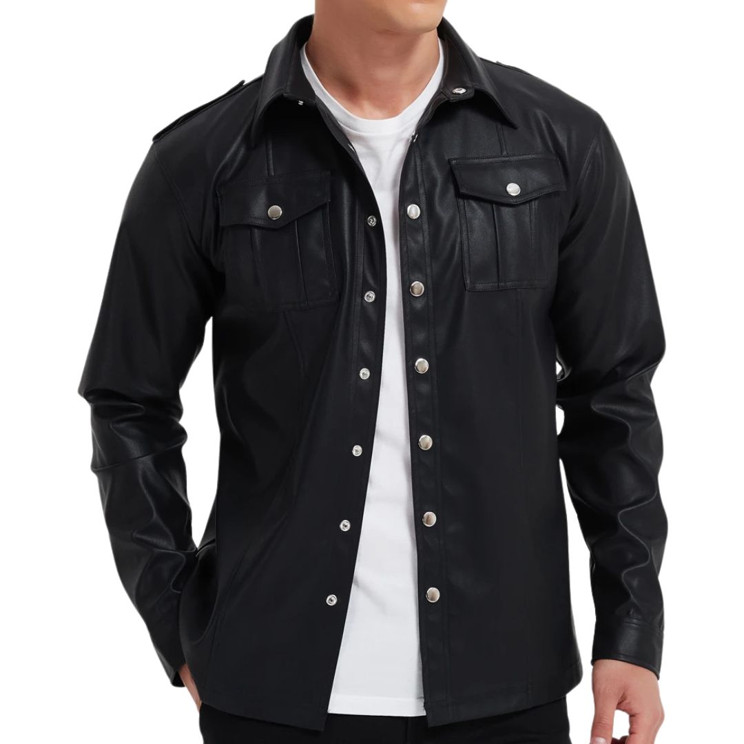 Heren Longsleeve van PU-Kunstleer - Van Dongen Mode
