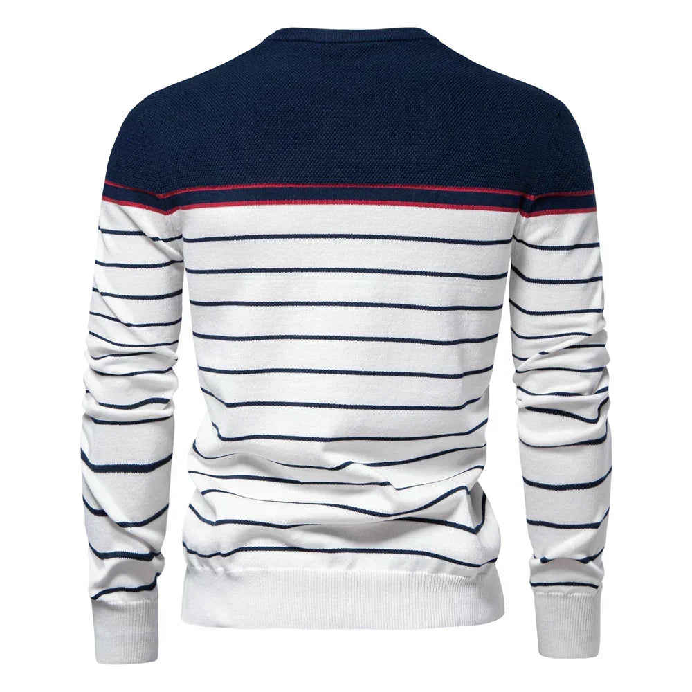 Katoenen Herentrui met Streepdesign - Van Dongen Mode