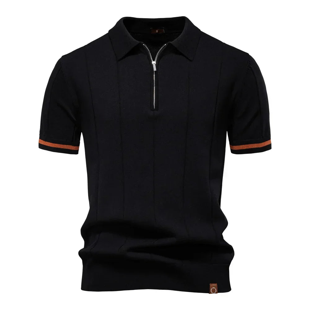 Zomerse Katoenen Polo met Ritskraag - Van Dongen Mode