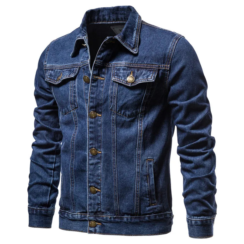 Denim Motorjack met Robuuste Afwerking - Van Dongen Mode