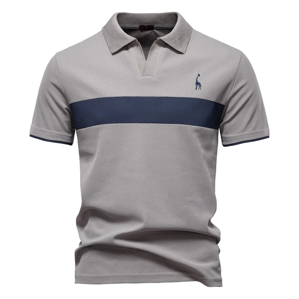Katoenen Polo met Contrastbaan - Van Dongen Mode