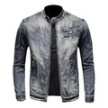 Denim Bikerjack met Staande Kraag - Van Dongen Mode
