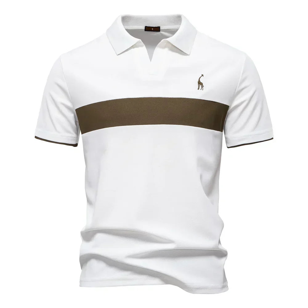 Katoenen Polo met Contrastbaan - Van Dongen Mode
