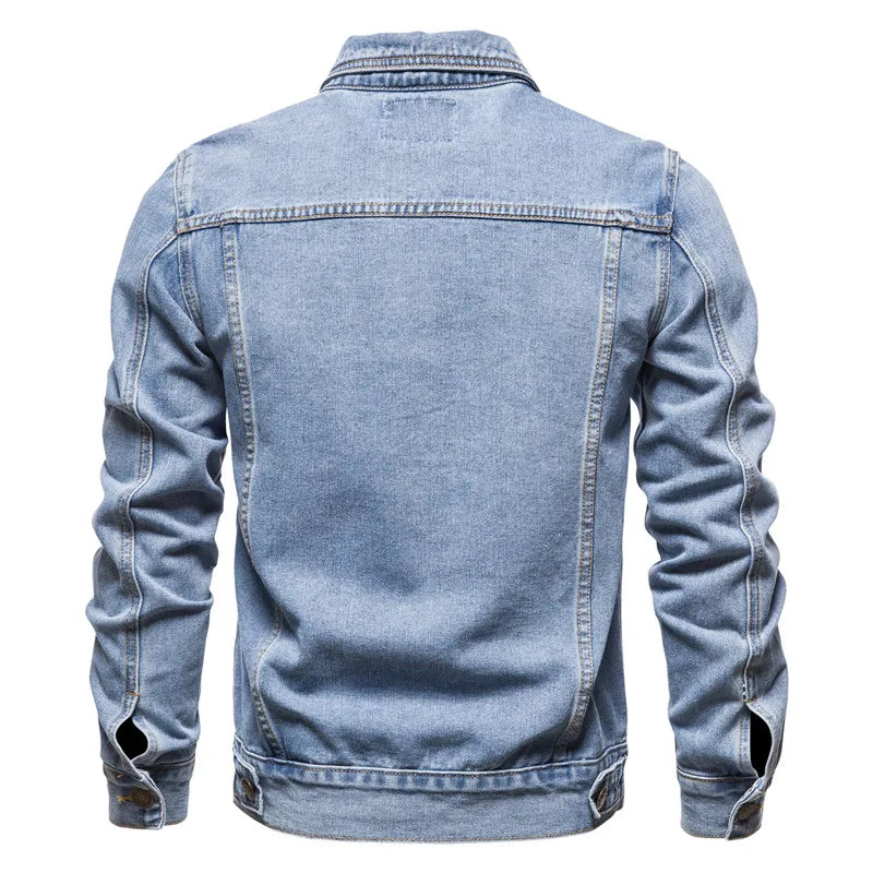 Denim Motorjack met Robuuste Afwerking - Van Dongen Mode