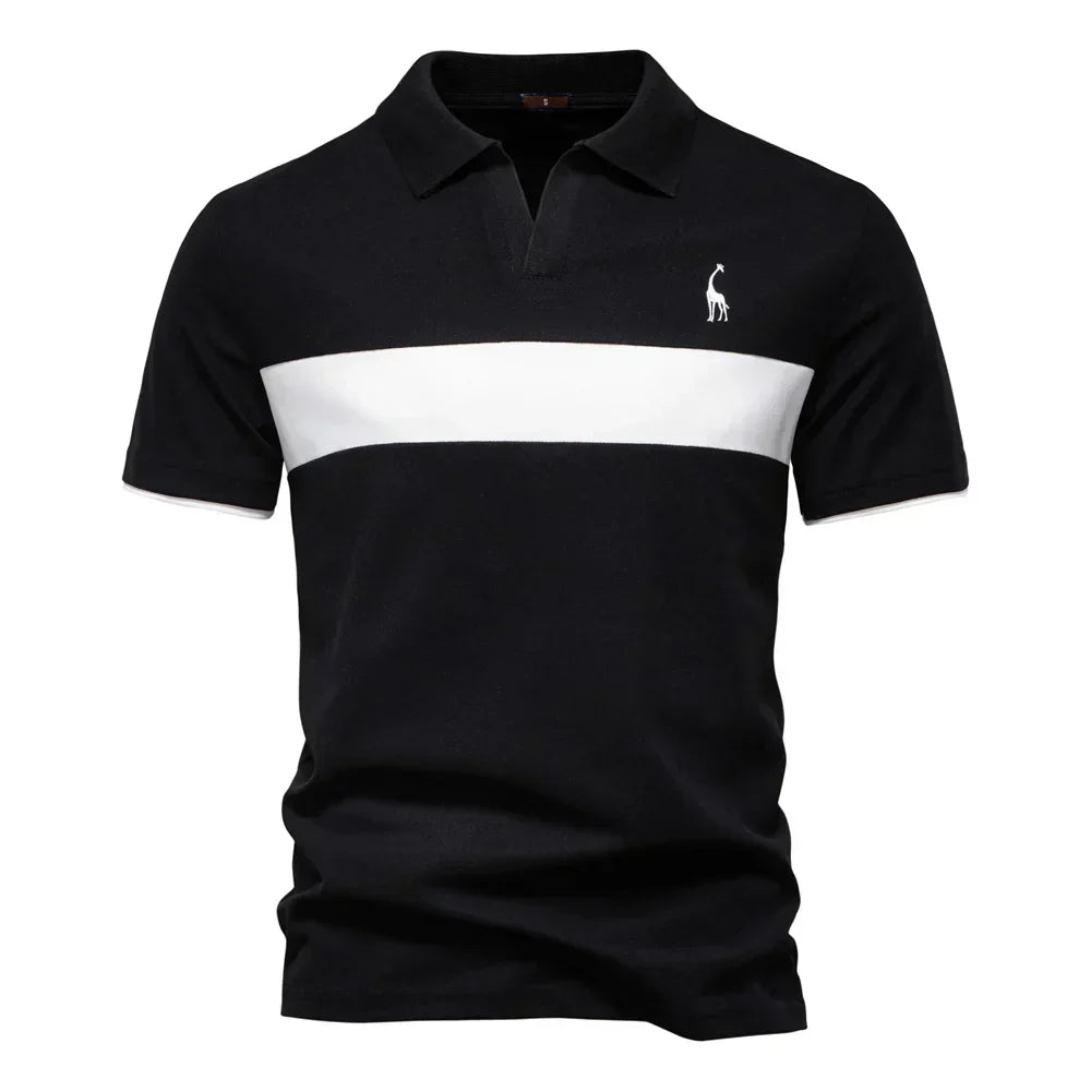Katoenen Polo met Contrastbaan - Van Dongen Mode