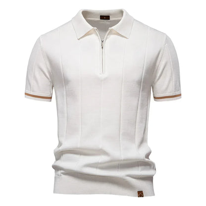 Zomerse Katoenen Polo met Ritskraag - Van Dongen Mode