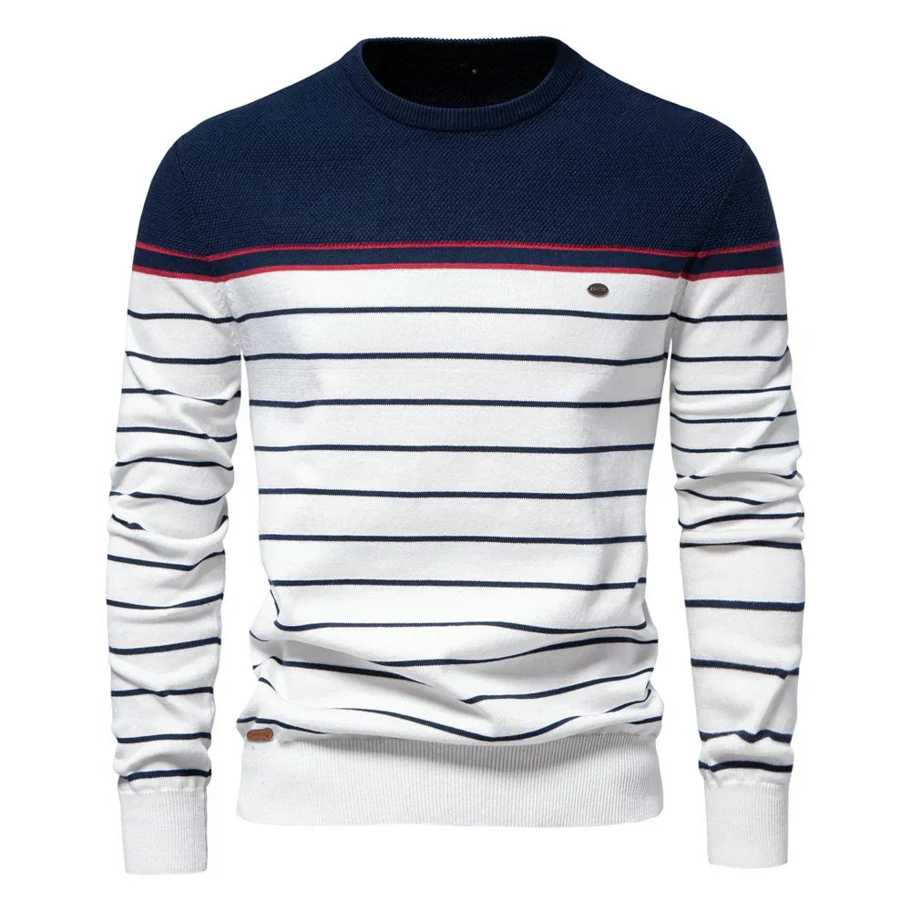Katoenen Herentrui met Streepdesign - Van Dongen Mode