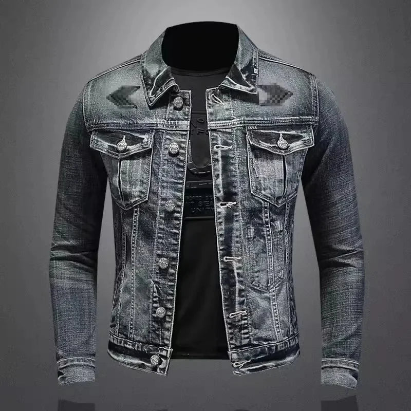 Denim Bikerjack met Staande Kraag - Van Dongen Mode