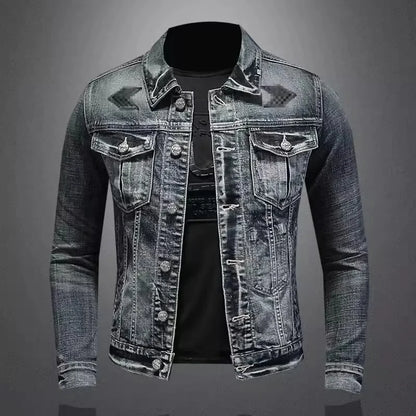 Denim Bikerjack met Staande Kraag - Van Dongen Mode