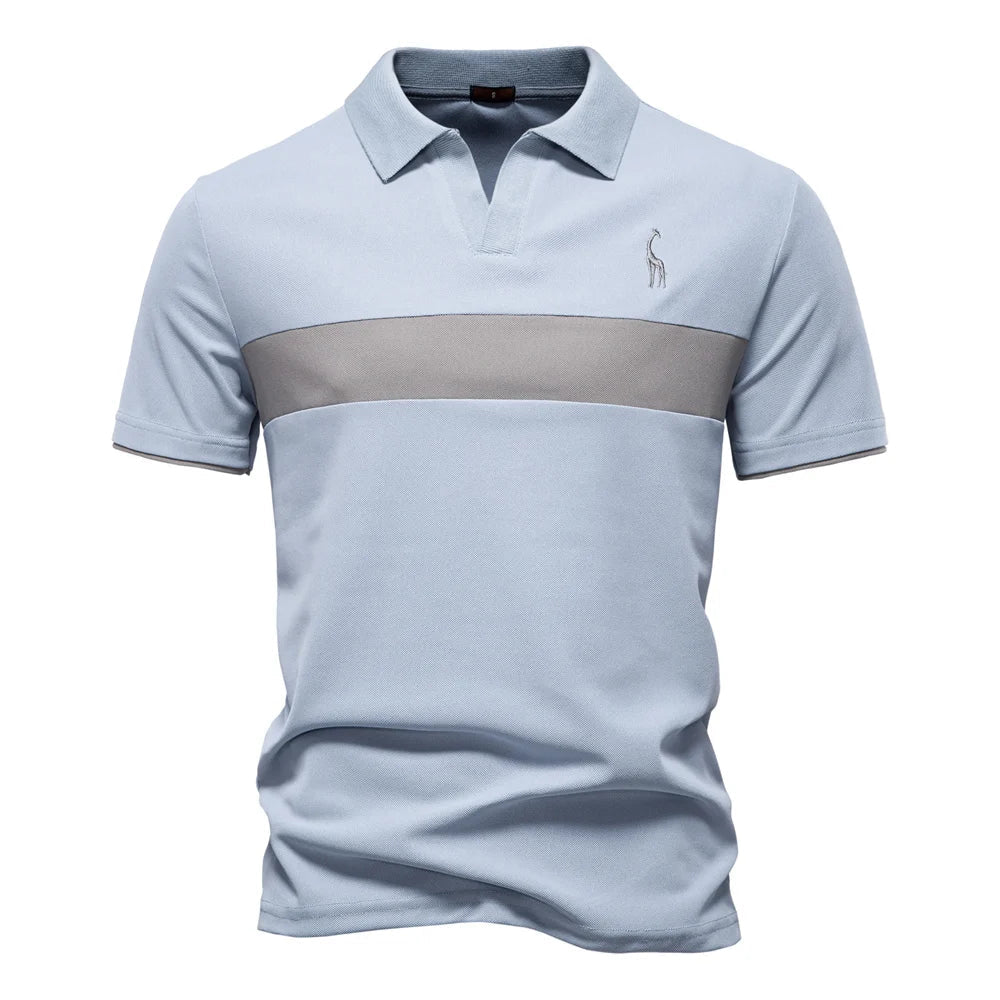 Katoenen Polo met Contrastbaan - Van Dongen Mode