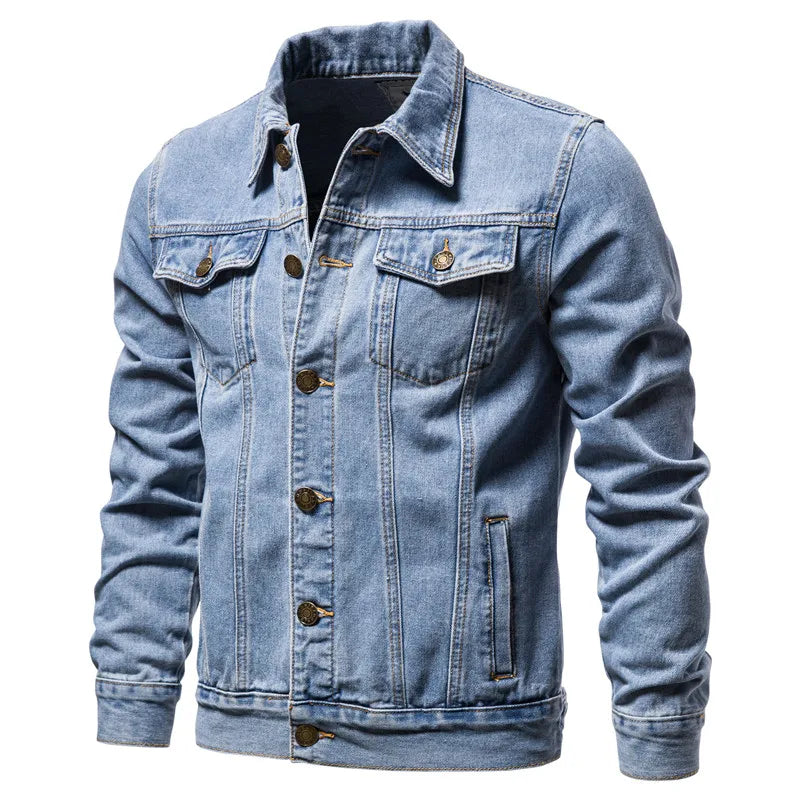 Denim Motorjack met Robuuste Afwerking - Van Dongen Mode