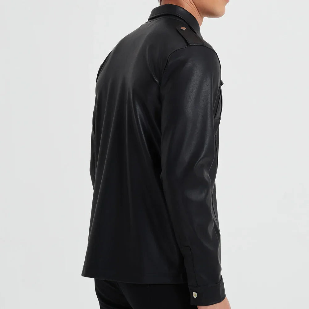 Heren Longsleeve van PU-Kunstleer - Van Dongen Mode