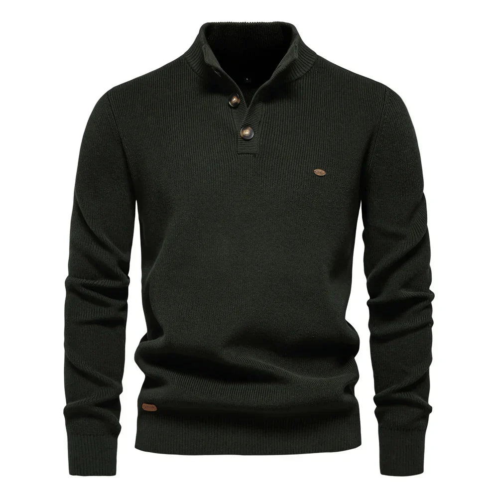 Katoenen Herentrui met Knoopdetails - Van Dongen Mode