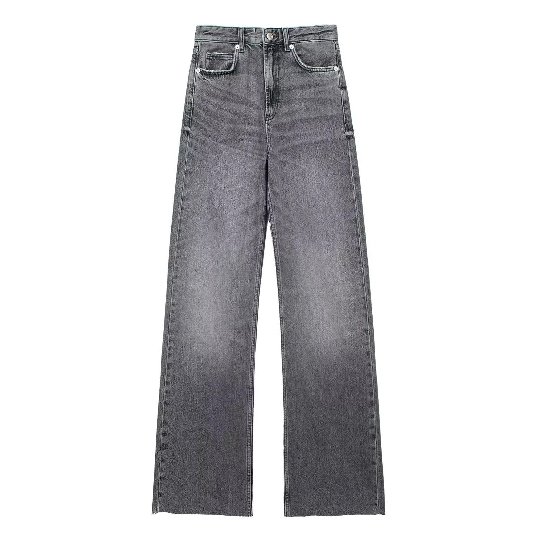 Grijze Damesbroek Wide Leg - Van Dongen Mode