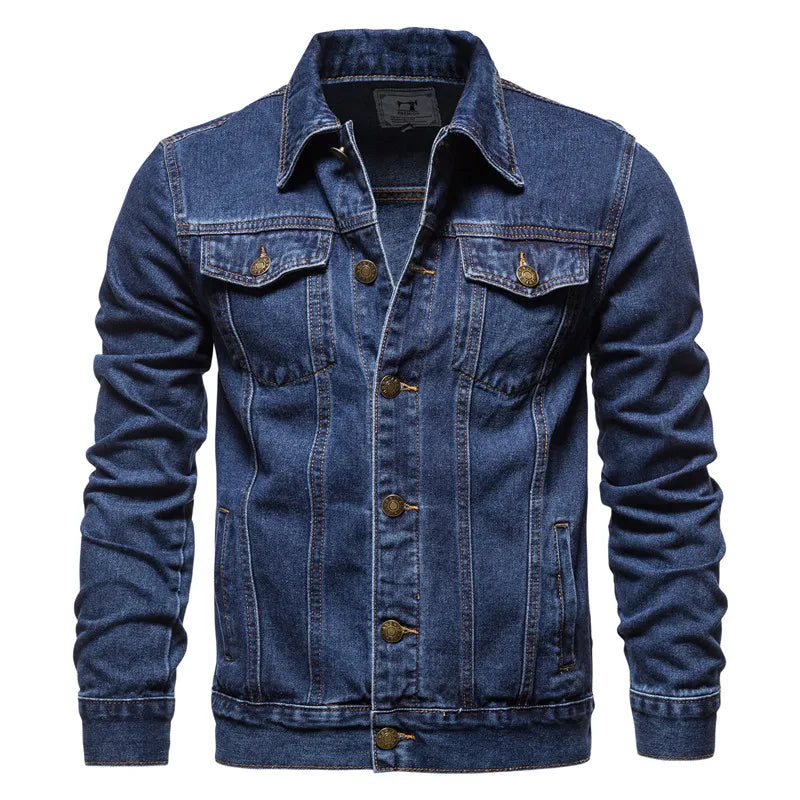Denim Motorjack met Robuuste Afwerking - Van Dongen Mode