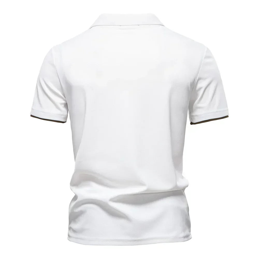 Katoenen Polo met Contrastbaan - Van Dongen Mode