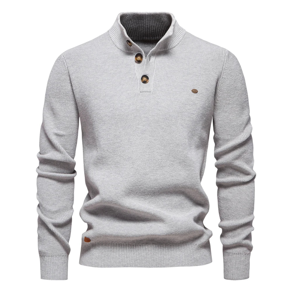 Katoenen Herentrui met Knoopdetails - Van Dongen Mode
