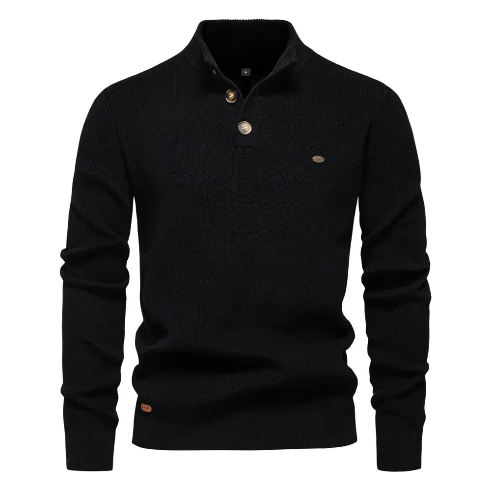 Katoenen Herentrui met Knoopdetails - Van Dongen Mode