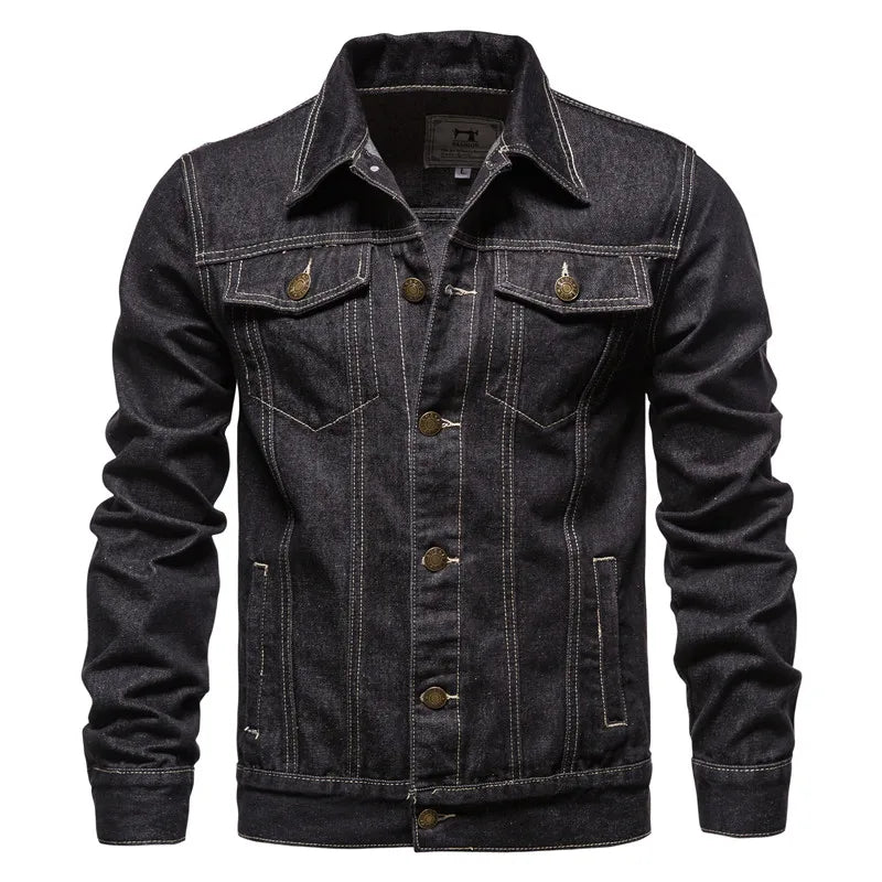 Denim Motorjack met Robuuste Afwerking - Van Dongen Mode