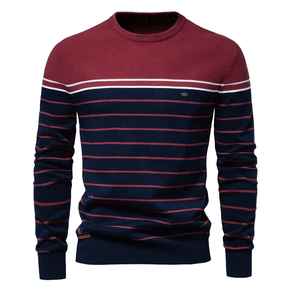 Katoenen Herentrui met Streepdesign - Van Dongen Mode