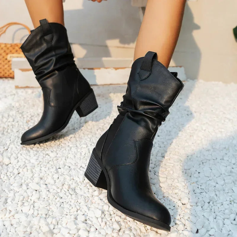 Klassieke Mid-Calf Western Boots - Van Dongen Mode