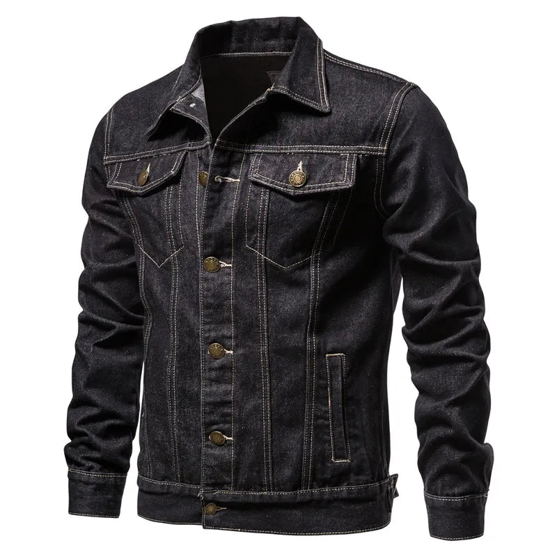 Denim Motorjack met Robuuste Afwerking - Van Dongen Mode