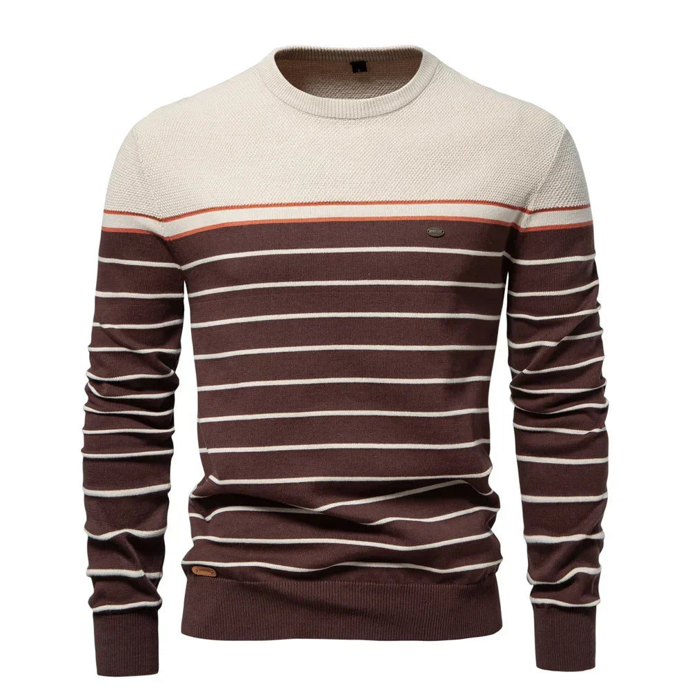 Katoenen Herentrui met Streepdesign - Van Dongen Mode