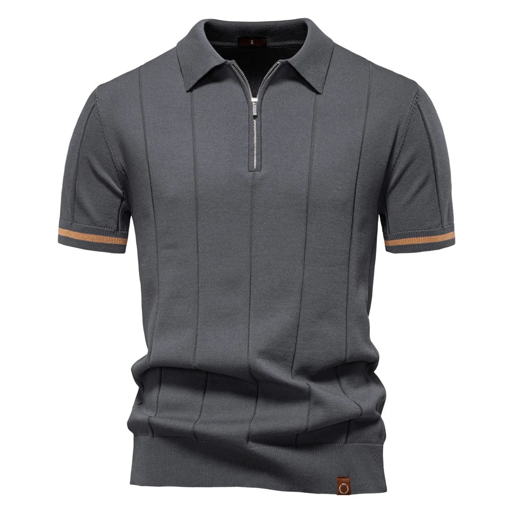 Zomerse Katoenen Polo met Ritskraag - Van Dongen Mode