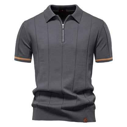 Zomerse Katoenen Polo met Ritskraag - Van Dongen Mode