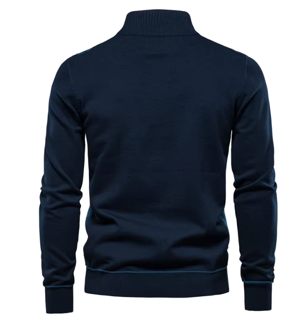 Half-Zip Herentrui met Gerstekorrelstructuur - Van Dongen Mode