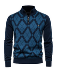 Half-Zip Herentrui met Gerstekorrelstructuur - Van Dongen Mode