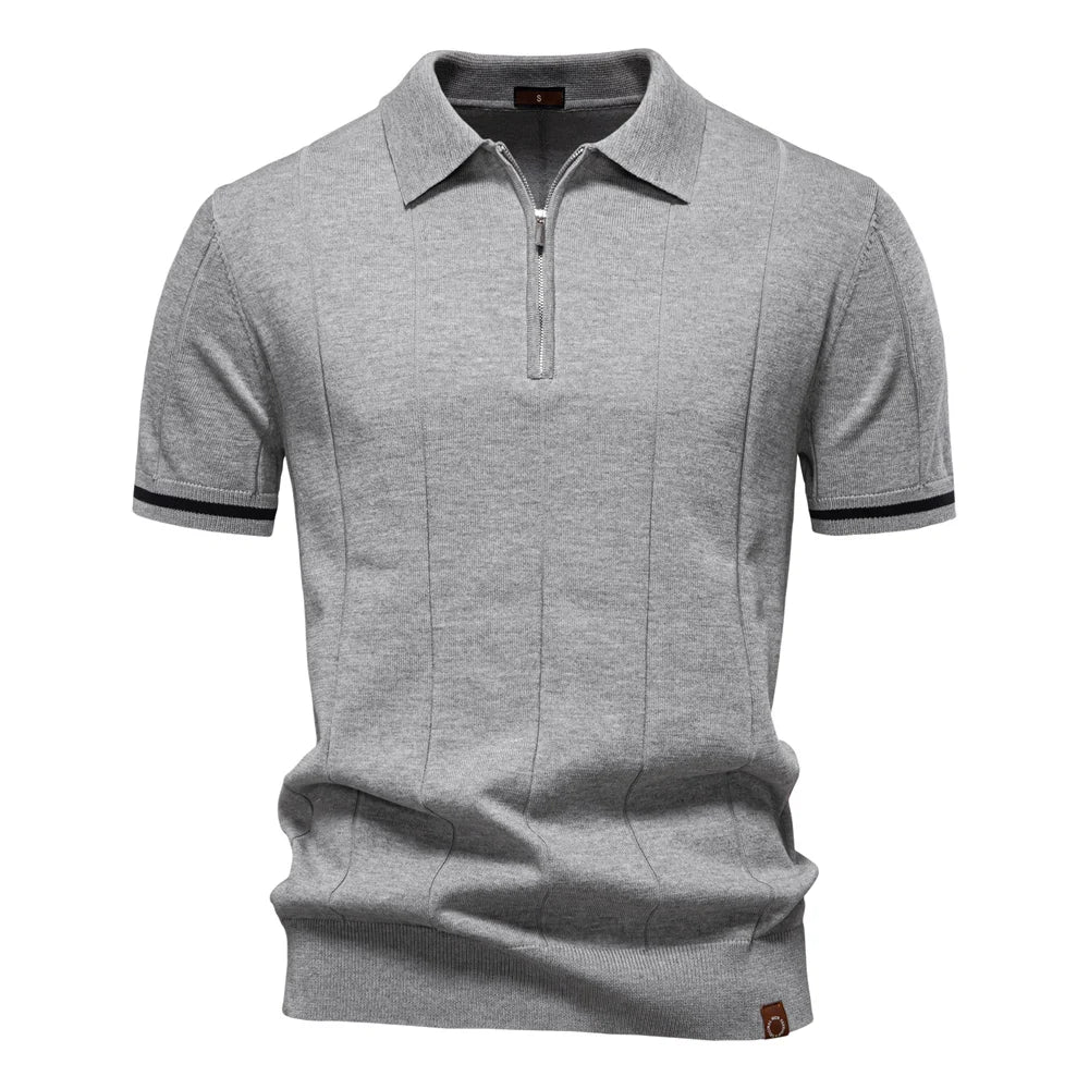 Zomerse Katoenen Polo met Ritskraag - Van Dongen Mode