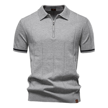 Zomerse Katoenen Polo met Ritskraag - Van Dongen Mode