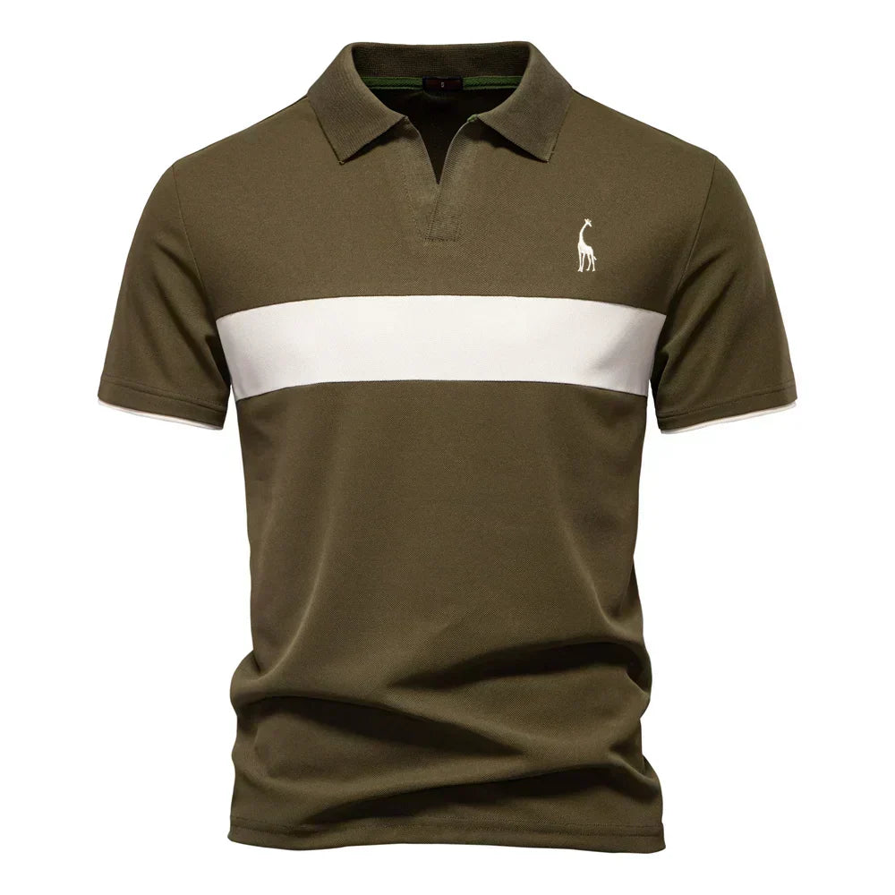 Katoenen Polo met Contrastbaan - Van Dongen Mode
