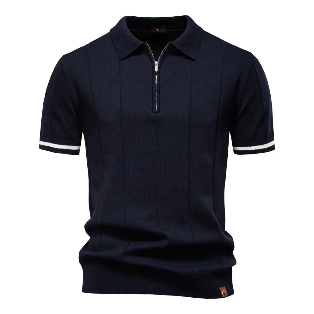Zomerse Katoenen Polo met Ritskraag - Van Dongen Mode