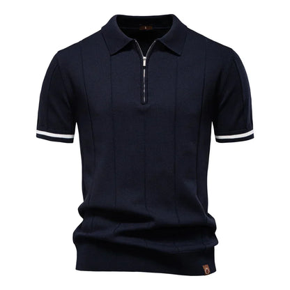 Zomerse Katoenen Polo met Ritskraag - Van Dongen Mode