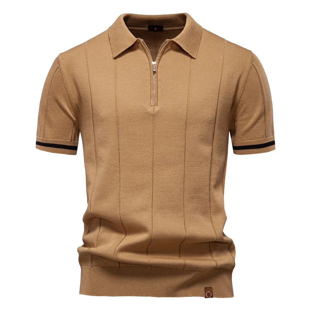 Zomerse Katoenen Polo met Ritskraag - Van Dongen Mode