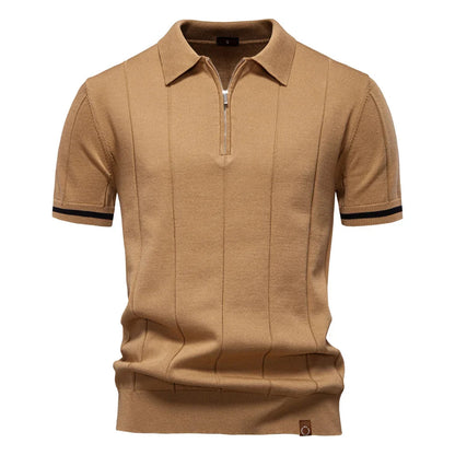 Zomerse Katoenen Polo met Ritskraag - Van Dongen Mode