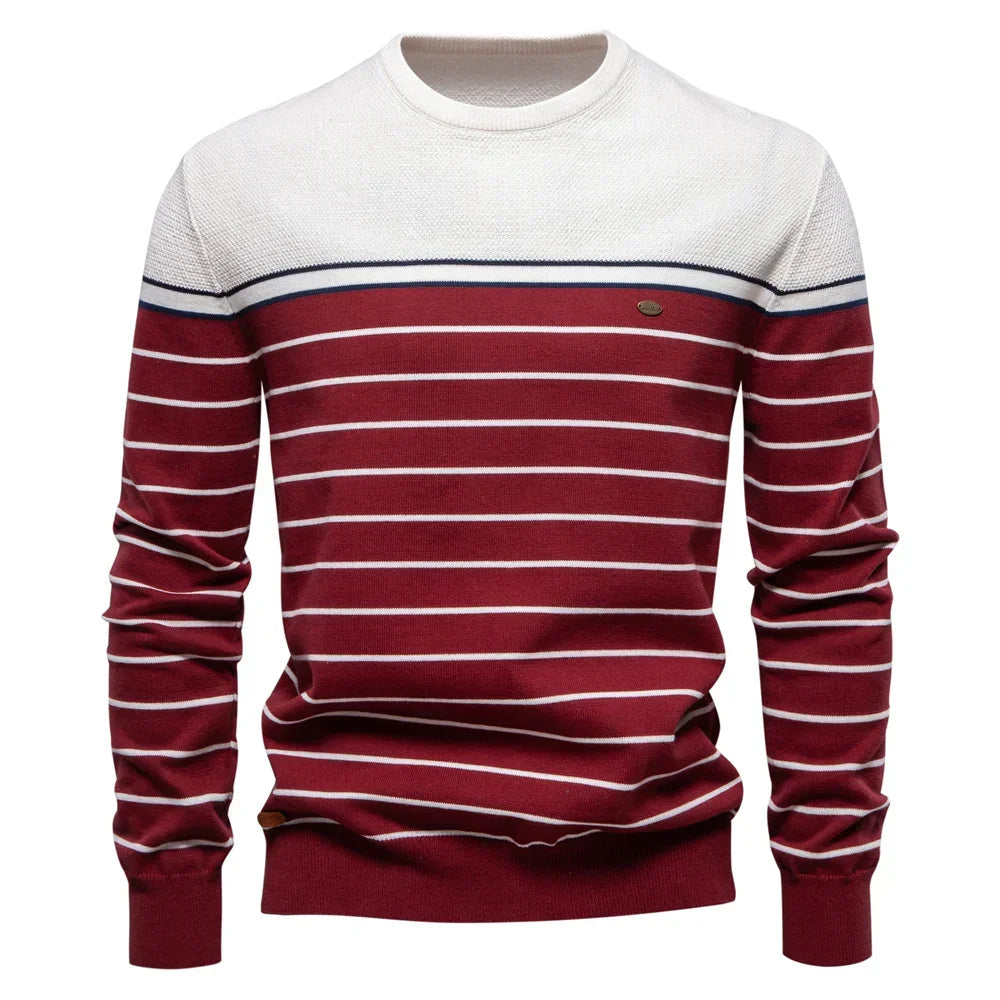 Katoenen Herentrui met Streepdesign - Van Dongen Mode