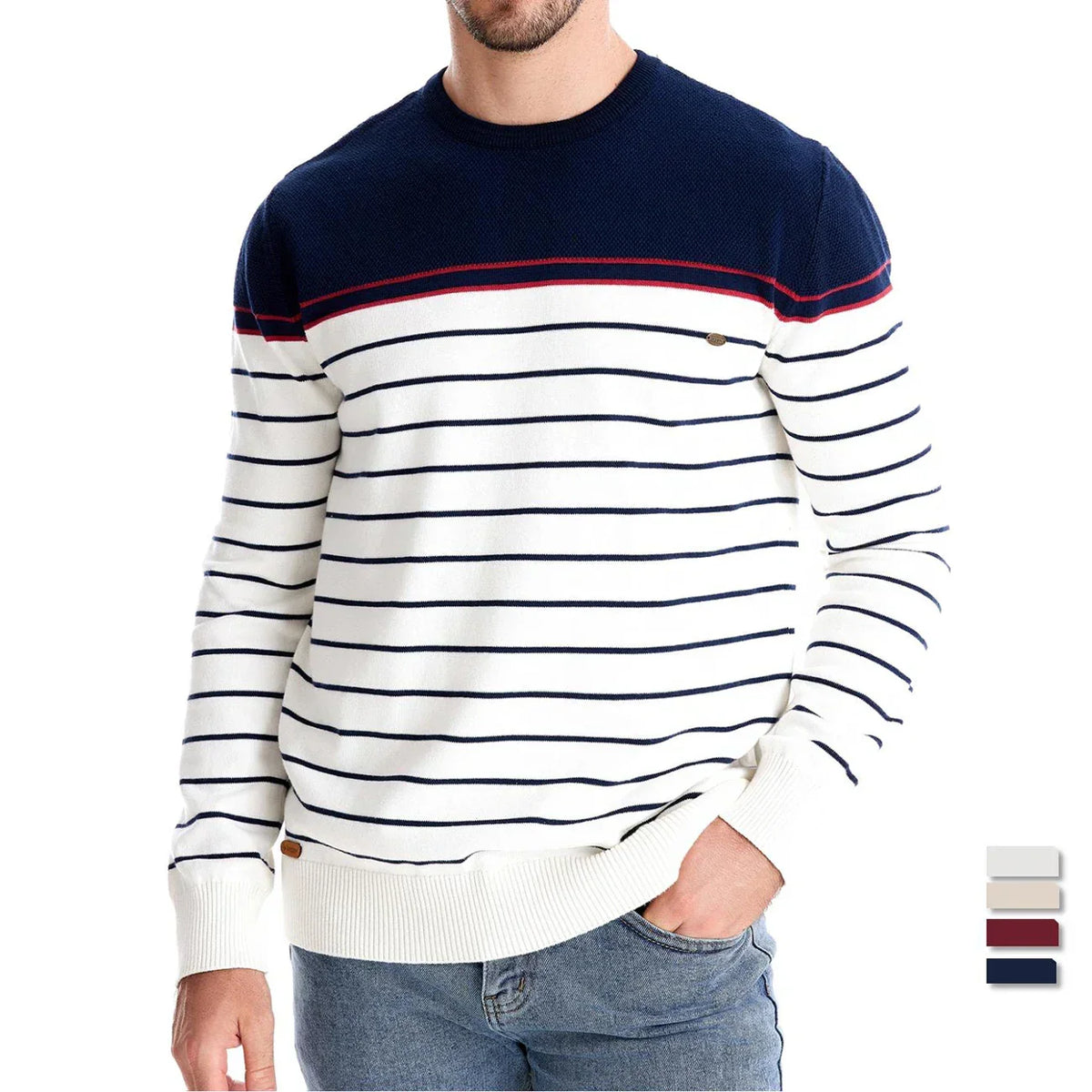 Katoenen Herentrui met Streepdesign - Van Dongen Mode