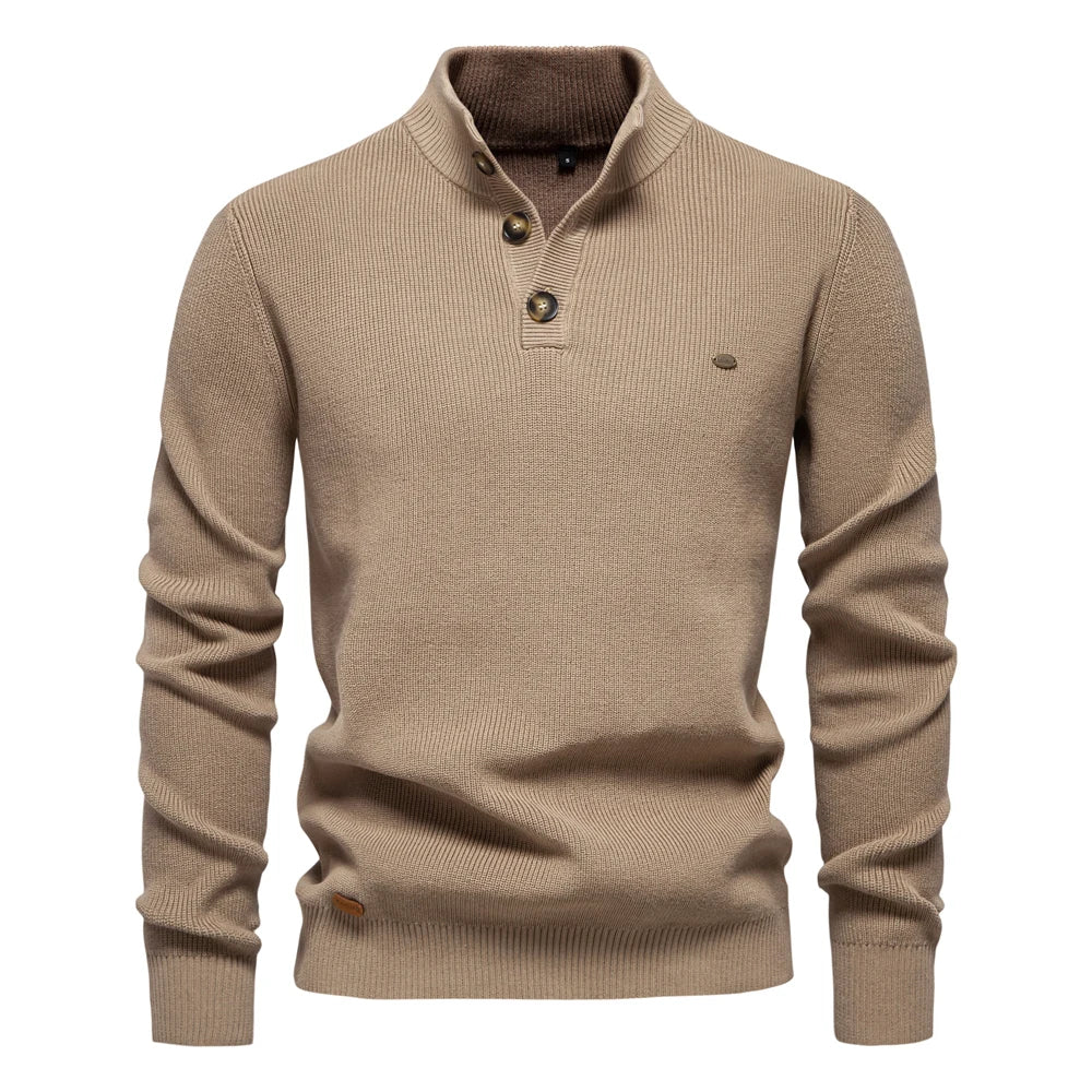 Katoenen Herentrui met Knoopdetails - Van Dongen Mode