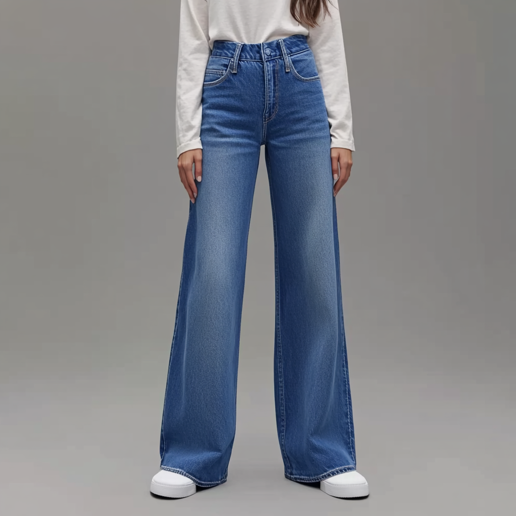 Blauwe Damesbroek Wide Leg - Van Dongen Mode